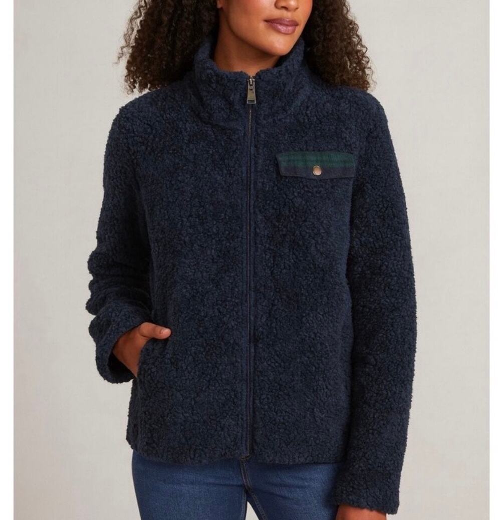 Pendleton Women's Blue Deep Pile Sherpa Teddy Jacket Sz M Cozy Fuzzy Winter